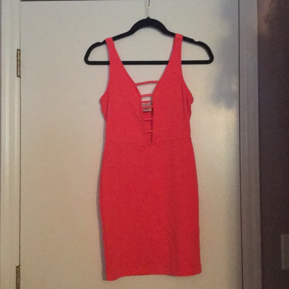 Coral bodycon dress
